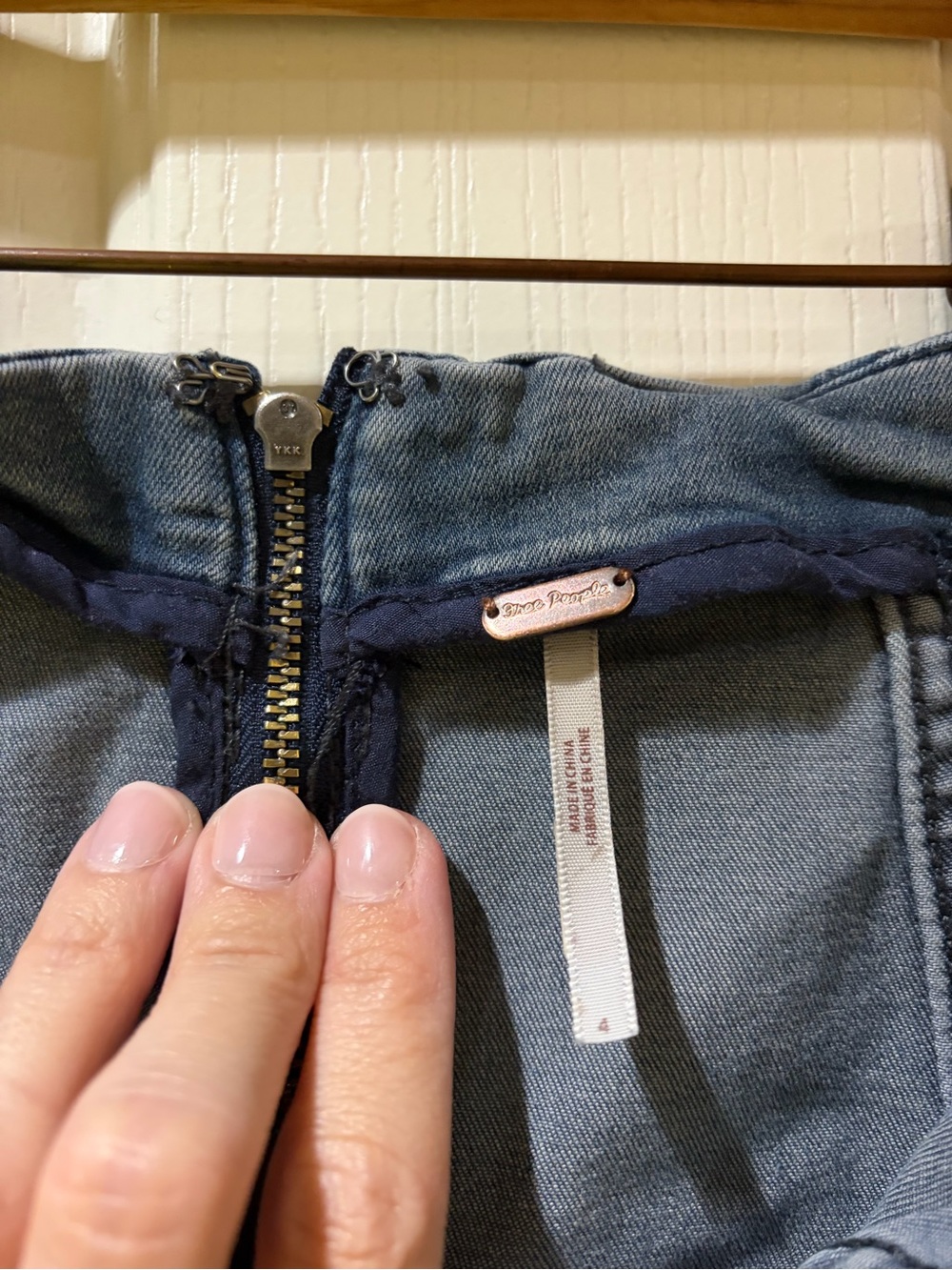 Free People Washed Blue Denim Panel Mini Skirt - Picture 4 of 7